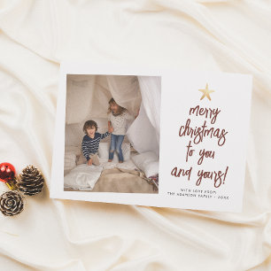 You & Yours Boho Modern 2 Photo Christmas Holiday Card
