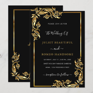 Youe Design Black Gold Wedding Invitation Example