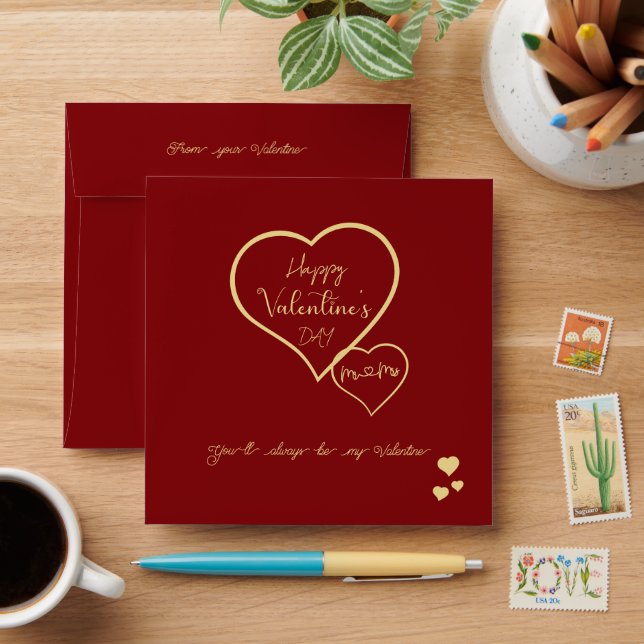 You'll Always Be My Valentine Double Hearts Envelope (Desk)
