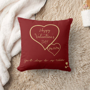 You'll Always Be My Valentine Double Hearts Throw Pillow