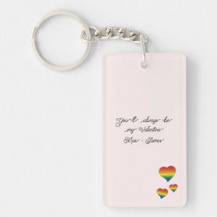 You'll Always Be My Valentine LGBT Hearts Flag Keychain