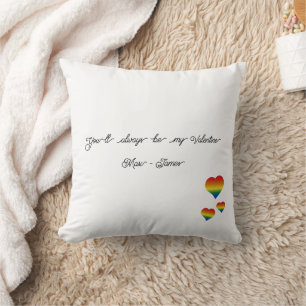 You'll Always Be My Valentine LGBT Hearts Flag Throw Pillow