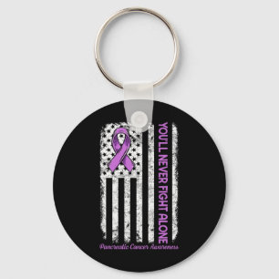 You'll Never fight Alone Flag Pancreatic Cancer Aw Keychain