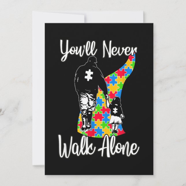 You'll Never Walk Alone Father Daughter Autism Invitation (Front)