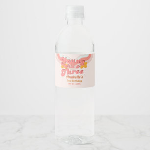 Yound Wild & three Daisy Flower Birthday Party Water Bottle Label