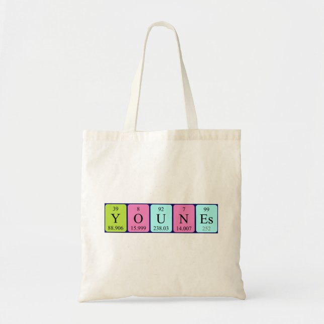 Younes periodic table name tote bag (Front)