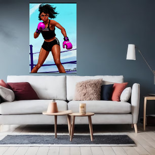 Young African American boxer AI Art Poster