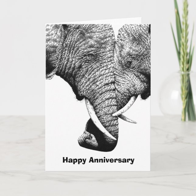 Young African Elephants Anniversary Card (Front)