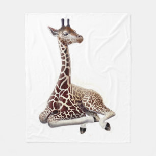 Young African Giraffe at Rest Fleece Blanket
