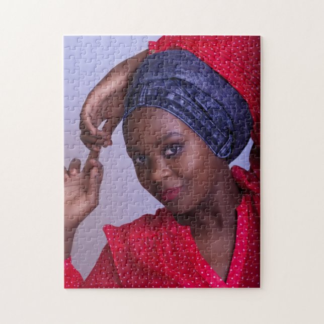 Young African Lady w/Blue Jeans Headwrap Jigsaw Puzzle (Vertical)