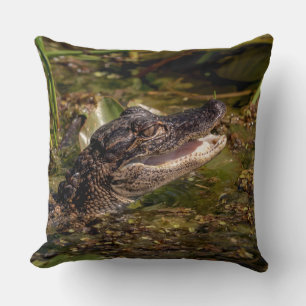 Young Alligator Throw Pillow