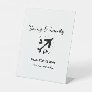 Young and twenty adventure happy birthday add name pedestal sign