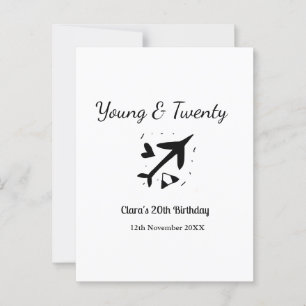 Young and twenty adventure happy birthday add name postcard