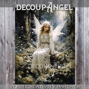 Young Angel in Forest Serenity - Decoupage - Tissue Paper