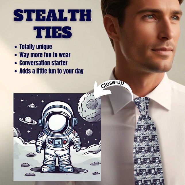 Young Astronaut On The Moon Navy Blue Neck Tie (Creator Uploaded)