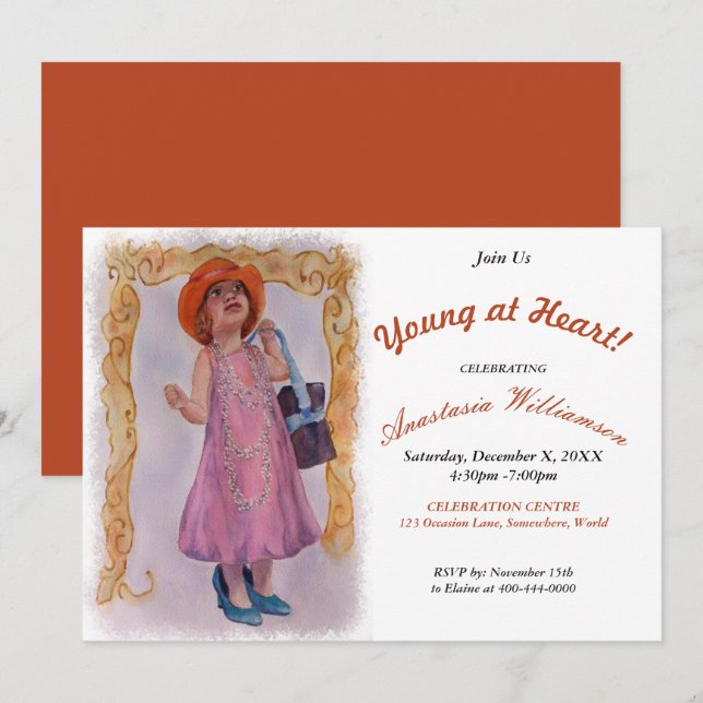 YOUNG AT HEART AT ANY AGE  PARTY INVITATION (Front/Back)