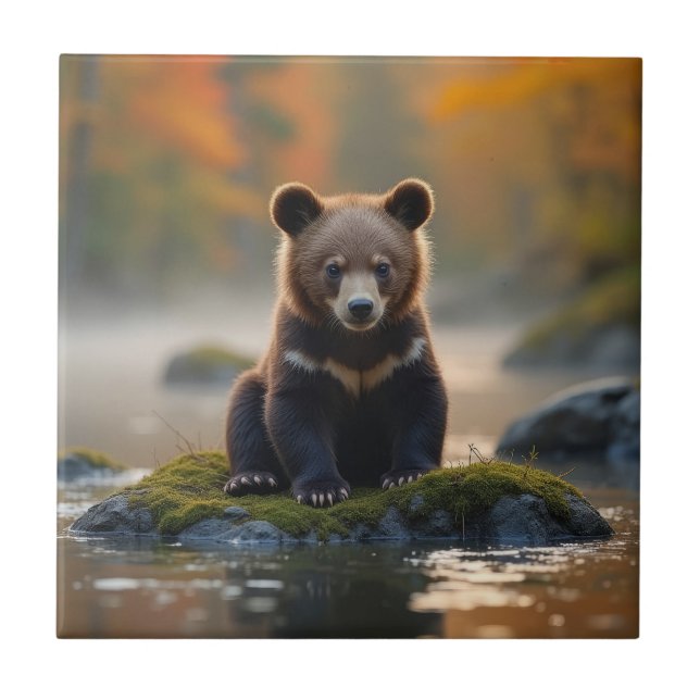 Young Bear in Autumn Tile (Front)