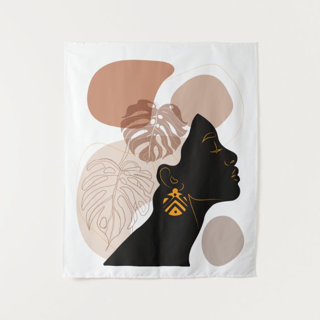 Young beautiful african american woman tapestry (Front)