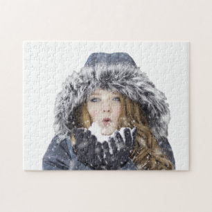 Young beautiful girl in winter jigsaw puzzle