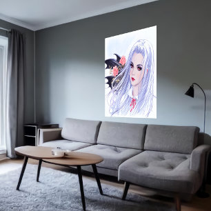 Young beautiful lady AI Art Poster