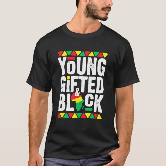 Young Black Dashiki African Pride History Month Ma T-Shirt (Front)