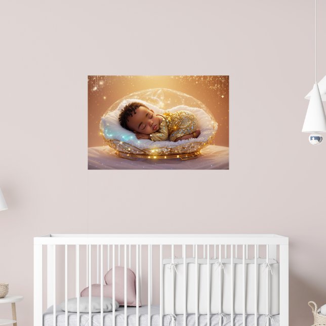 Young Black Prince Newborn Baby Boy Nursery Art Poster (Nursery 2)