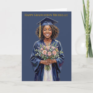 Young Black Woman "Graduation Celebration Card