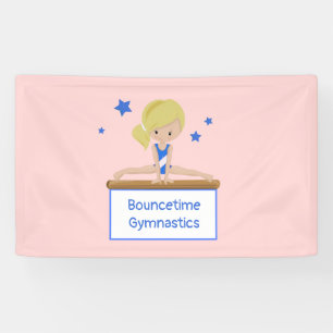 Young Blonde Gymnast Academy School Class Custom   Banner