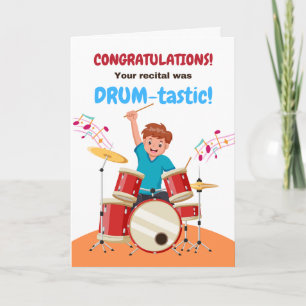 Young Boy Congratulations Drum Recital Cute Card