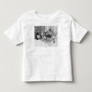 Young Boy Dressed as Cowboy with Toys Toddler T-shirt