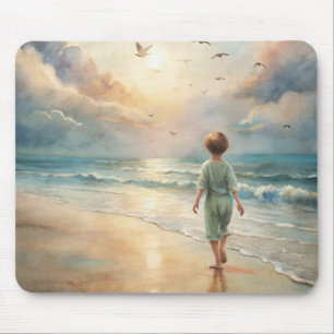 Young Boy on Beach Mouse Pad