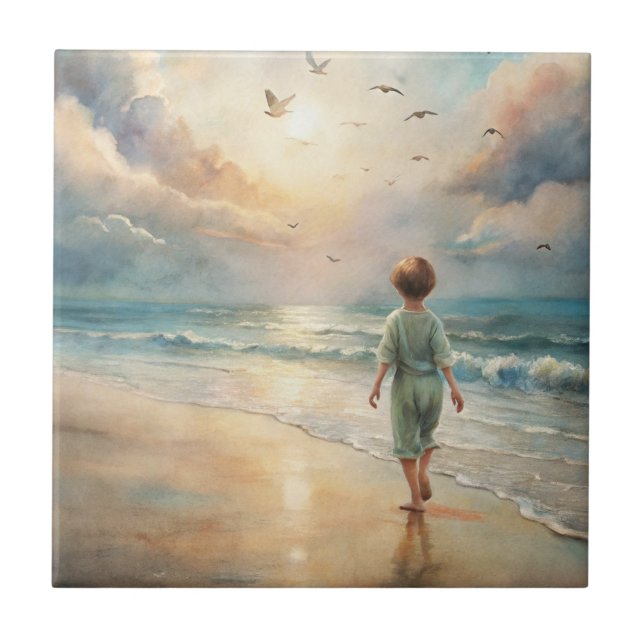 Young Boy on Beach Tile (Front)