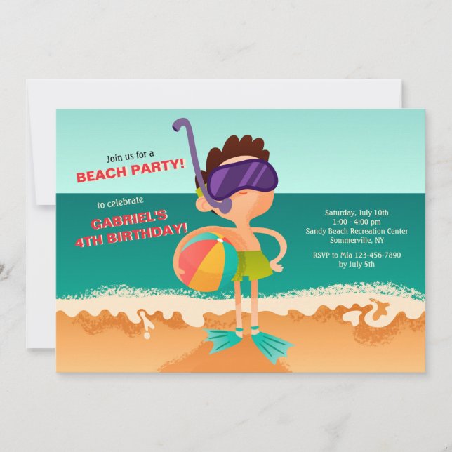 Young Boy on the Beach Invitation (Devant)