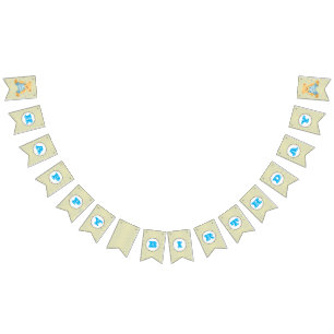 Young Boy Polka Dot/Teddy Bear Birthday Bunting Flags