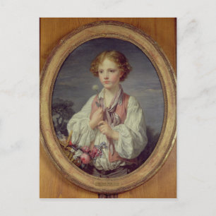 Young Boy with a Basket of Flowers Postcard