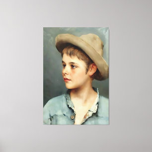 Young Boy with Straw Hat by Eugene de Blaas - 16K  Canvas Print