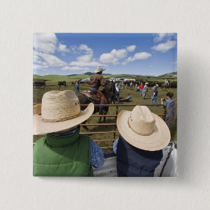 Young boys take in the 2007 Hughes Ranch 2 Inch Square Button
