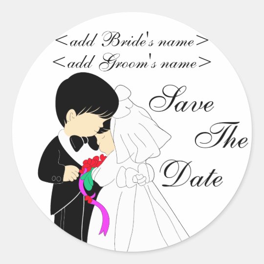 Young Bride and Groom Classic Round Sticker