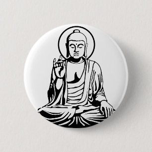 Young Buddha No.1 (black) 2 Inch Round Button