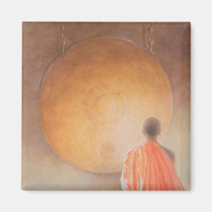 Young Buddhist Monk and Gong Bhutan 2010 Magnet