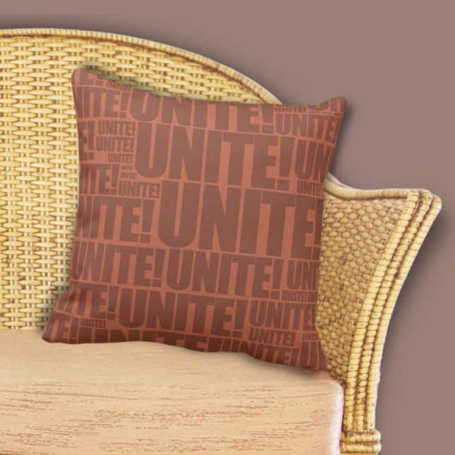 Young Burnt-Orange UNITE! Typography Pattern Throw Pillow (Young Burnt-Orange UNITE! Typography Pattern Throw Pillow, Living & Home)