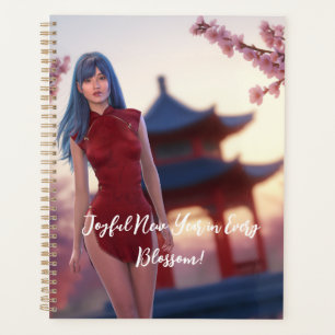 Young Cheongsam Beauty Posing for Chinese New Year Planner