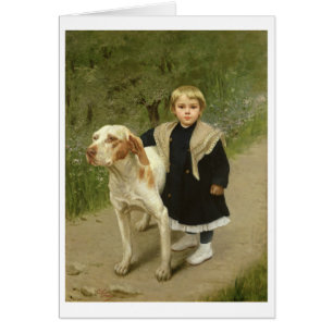Young Child and a Big Dog (oil on canvas)