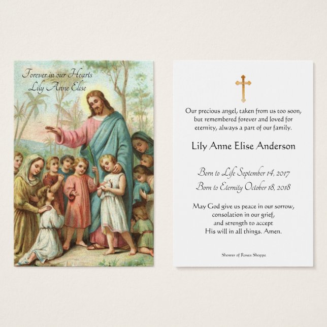 Young child Catholic Funeral Memorial Holy Card - (Front & Back)