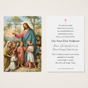 Young child Catholic Funeral Memorial Holy Card -