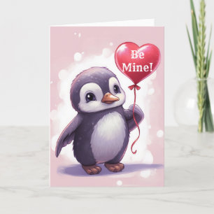 YOUNG CHILD PENGUIN VALENTINE CARD