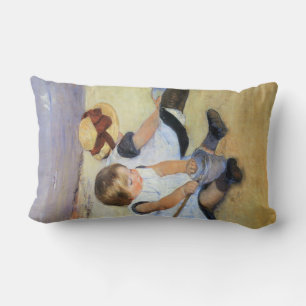 Young Children Playing on the Beach (Mary Cassatt) Lumbar Pillow