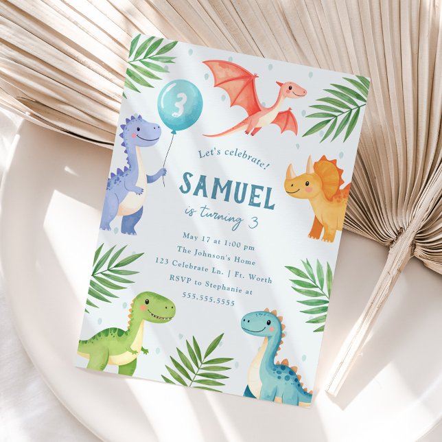 Young Child's Dinosaur Birthday Party Invitation (Creator Uploaded)