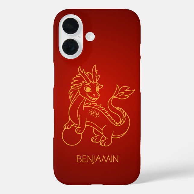 Young Chinese Dragon on Red Case-Mate iPhone Case (Back)
