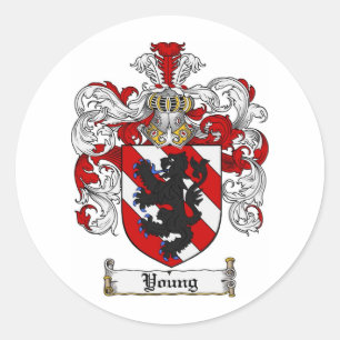 Young Coat of Arms Young Family Crest Classic Round Sticker